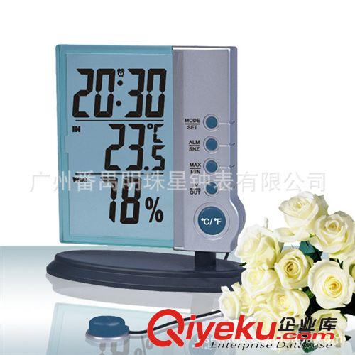 透明液晶顯示屏電子臺鐘，溫濕度臺鐘，多功能LCD臺鐘PM718 【原始圖片2