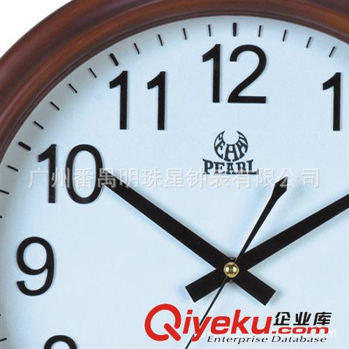 鐘表公司供應(yīng)明珠星PEARL實木制14英寸超靜音掛墻鐘表PW915