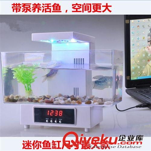 批發電子魚缸 USB迷你水族箱 多功能生態創意禮品 可印logo黑白