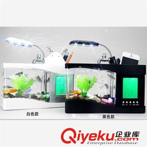 批發電子魚缸 多功能生態水族箱 迷你便攜辦公司桌面居家擺設送禮