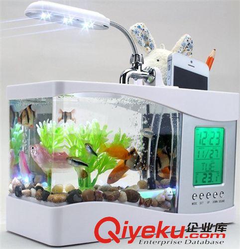 批發電子魚缸 多功能生態水族箱 迷你便攜辦公司桌面居家擺設送禮