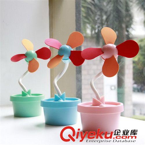 靜音學(xué)生迷你可愛(ài)小風(fēng)扇 小型USB充電風(fēng)扇 360度花盆小夜燈風(fēng)扇原始圖片2
