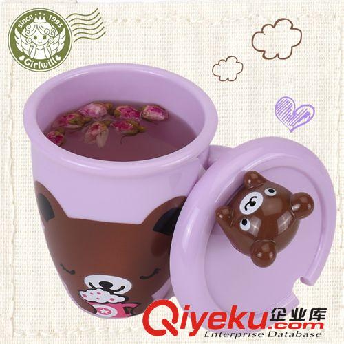Girlswil 表情杯 批發(fā)創(chuàng)意禮品立體動(dòng)物帶蓋配勺水杯子廠(chǎng)家直銷(xiāo)原始圖片3