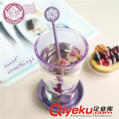 Girlwill童話透明杯大容量帶蓋水杯可加印LOGO圖案定制禮品廠家原始圖片2