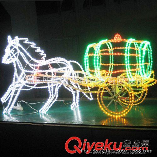 3D鹿拉車，馬拉車造型燈 滴膠拉絲 彩虹管燈串工藝