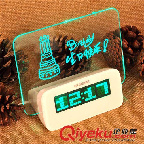 YJL好時(shí)達(dá)創(chuàng)意usb靜音夜光投影時(shí)鐘 熒光留言板 懶人鬧鐘1140C原始圖片2