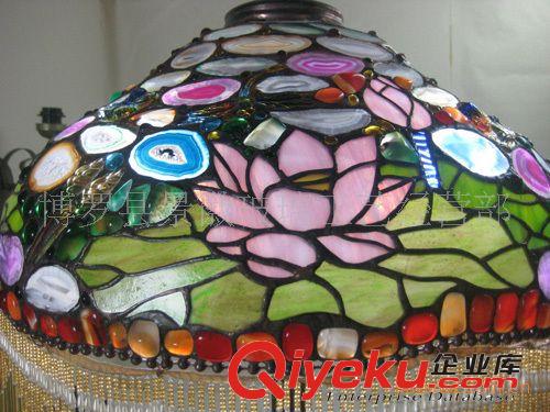 蒂凡尼燈飾行{wy}一款高級彩色瑪瑙寶石蓮花玻璃圖案落地燈*原始圖片2