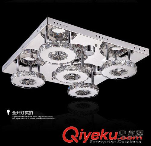 正方LED水晶燈不銹鋼客廳吸頂燈現代簡約水晶燈工程燈5015