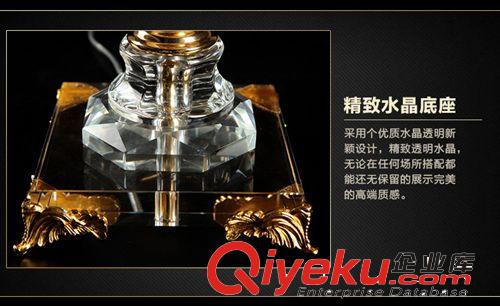 洛美帝歐式電鍍水晶臺(tái)燈 布藝燈罩gd別墅燈客廳臥室臺(tái)燈工程燈原始圖片3