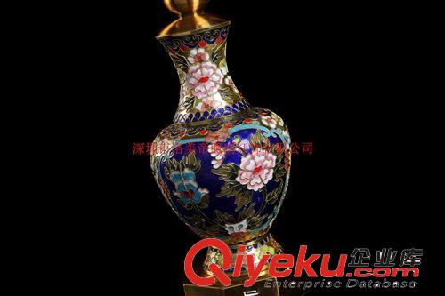五金電鍍金古銅景泰藍燈體米白百折布罩上下加花邊配USB接口臺燈原始圖片3