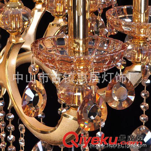 【廠家直銷】供應鋅合金水晶吊燈 香檳金水晶8頭餐廳客廳1件起批原始圖片3