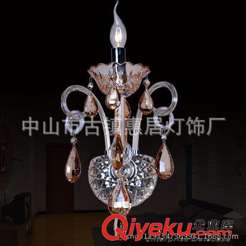 廠(chǎng)家供應(yīng)水晶壁燈 香檳金水晶1頭床頭樓道照明 中山惠居1件代發(fā)