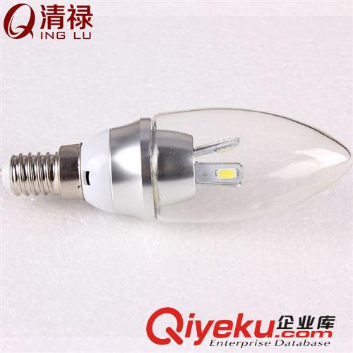 清祿燈具 尖泡LED節能燈 E27E14螺口節能燈 3W蠟燭燈泡 360度光源原始圖片3