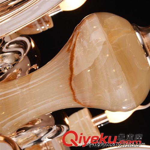 歐式奢華水晶吊燈 臥室客廳燈具復(fù)式樓鋅合玉石雙色蠟燭燈原始圖片2