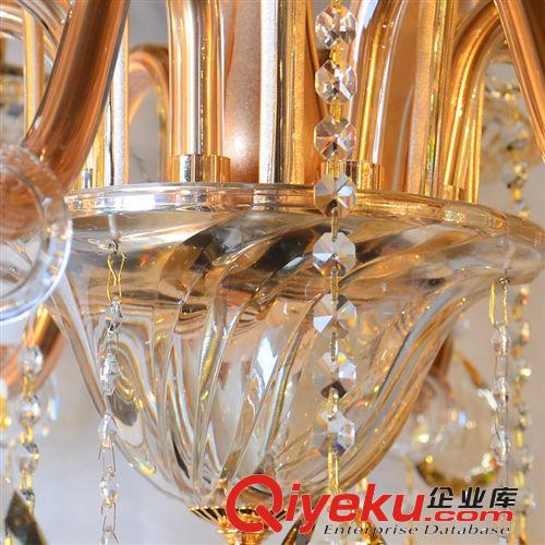 S金吊燈臥室燈 客廳燈餐廳燈 歐式蠟燭水晶吊燈飾燈具88023-10+5原始圖片3
