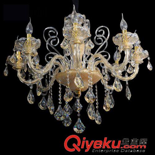 S金吊燈臥室燈 客廳燈餐廳燈 歐式蠟燭水晶吊燈飾燈具88023-10+5