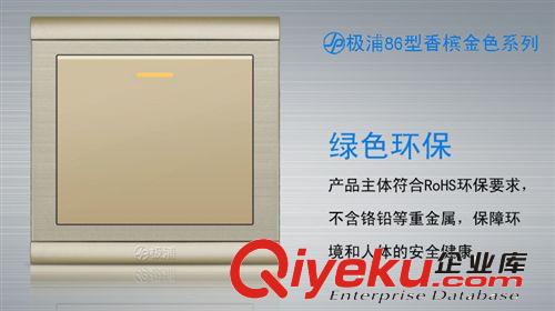 【熱銷{gj}】廠家直銷 一位單控開關 86型暗裝香檳金家用開關原始圖片2