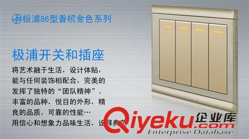 極浦香檳金86型暗裝 四位雙控開關(guān) 誠招各區(qū)域代理經(jīng)銷商合作原始圖片3
