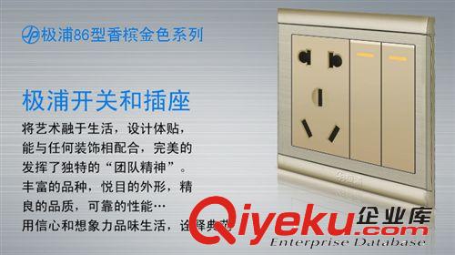插座 2位單控開關5孔插座 香檳金/86型暗裝 開關插座 墻壁開關插原始圖片3