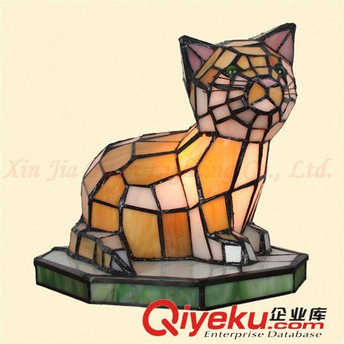 廠(chǎng)家直銷(xiāo)歐式復(fù)古玻璃站立小花貓床頭夜光臺(tái)燈酒店茶樓臺(tái)燈咖啡廳原始圖片2