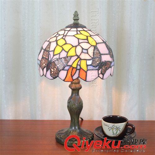 蒂凡尼臺燈歐式田園風格彩色玻璃燈飾家居臥室床頭燈具20CM小臺燈