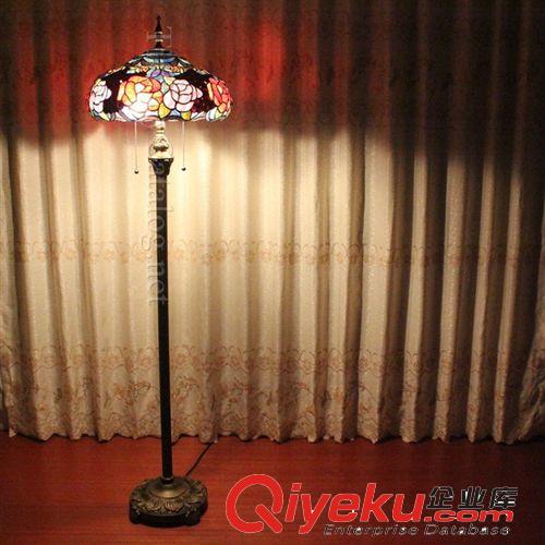 工廠直銷帝凡尼田園玫瑰花復古燈具手工彩色玻璃客廳落地燈原始圖片2
