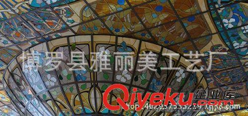 彩色教堂玻璃背景墻穹頂天花板藝術玻璃KTV別墅酒店會所裝飾玻璃