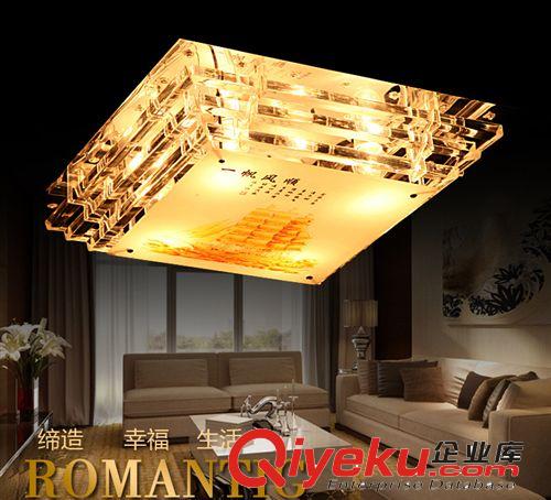 燈具燈飾 客廳水晶燈 方形 客房臥室燈 高端LED吸頂燈 七彩LED燈原始圖片3