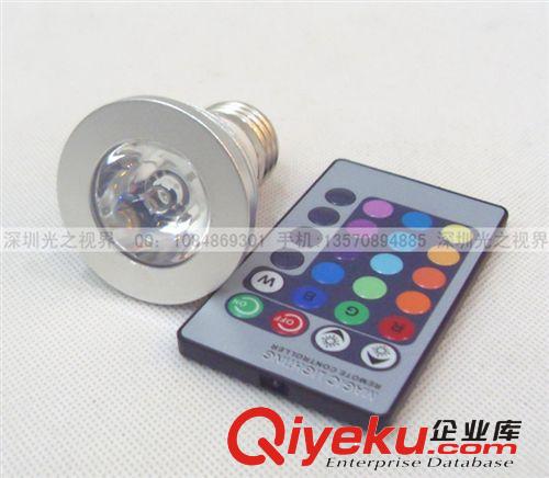 tj批發供應 220V 12V 3W E27 E14 GU10 MR16 RGB 7彩遙控射燈原始圖片3