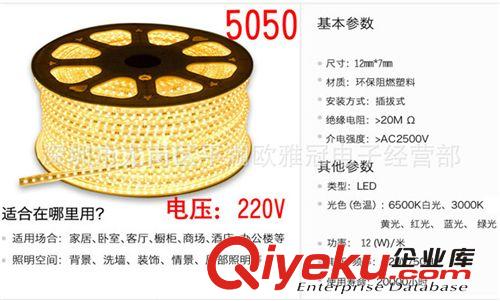 瘋搶【歐雅冠】5050貼片高壓60珠高亮防水LED燈帶批發(fā) 廠家直銷原始圖片3