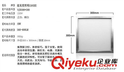 廠家直銷 300*300 led平板燈 集成吊頂面板燈 高品質zyjl原始圖片2