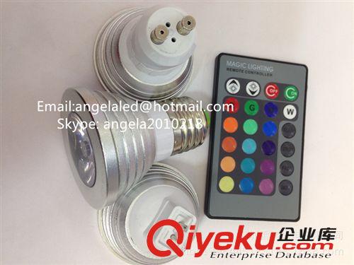 LED GU10 MR16彩色射燈 RGB變色射燈 LED節能燈足3W可調光帶遙控原始圖片3