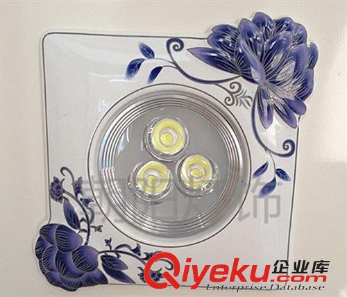 歐式陶瓷LED射燈田園青花瓷3W背景墻一體化天花燈射燈筒燈原始圖片2