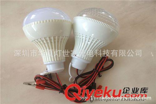 電瓶用低壓12V7W球泡燈 12VLED塑料球泡燈 12V太陽能燈 帶線夾子