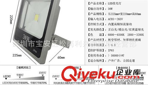 30W投光燈 LED泛光燈 戶外防水招牌燈 廠家直銷 質(zhì)保兩年50W100W原始圖片3