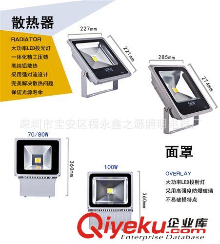 LED超薄投光燈50w射燈泛光燈招牌燈110v/220v戶外 成品