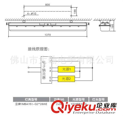 上海亞明亞字牌YMBAY51-Q全塑T5熒光燈三防燈具