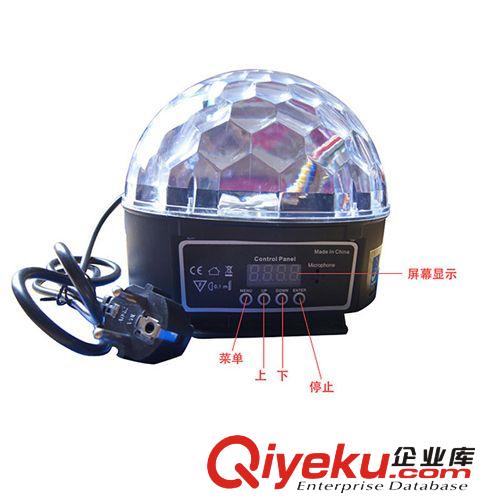包郵t6燈珠 聲控LED六環水晶魔球圖案魔球激光燈舞臺燈光帶 tj原始圖片3