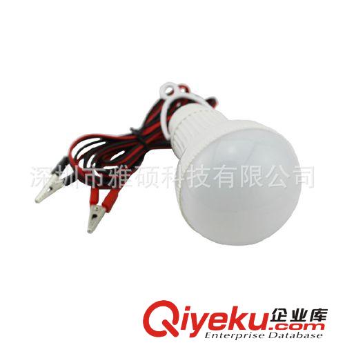 12V蓄電池電瓶LED節(jié)能燈 夜市擺地攤 直流led燈泡 帶線夾太陽能燈原始圖片3