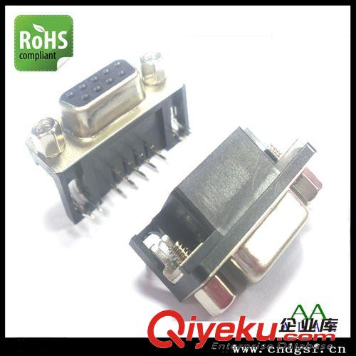 VGA連接器廠家,DR 9P母頭90度插鎖黑膠  防阻燃產(chǎn)品 防火阻燃原始圖片2