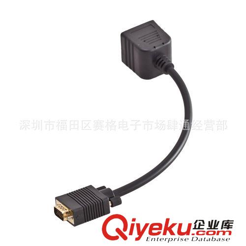 鍍金VGA一拖二雙胞胎線 3+6VGA一分二線  VGA一拖二母轉接線原始圖片2