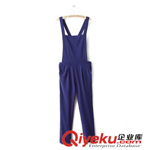F9-4172 歐美2014新款 個性帥氣純色背帶連體褲 女士原始圖片2