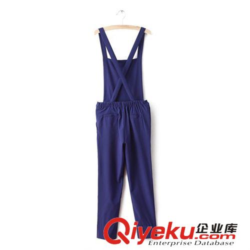 F9-4172 歐美2014新款 個性帥氣純色背帶連體褲 女士原始圖片3