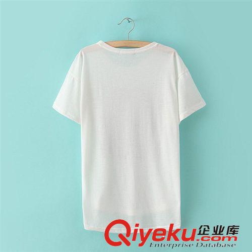 G10-4145 歐美2014新款 字母印花前短后長(zhǎng)短袖T恤 女士原始圖片3