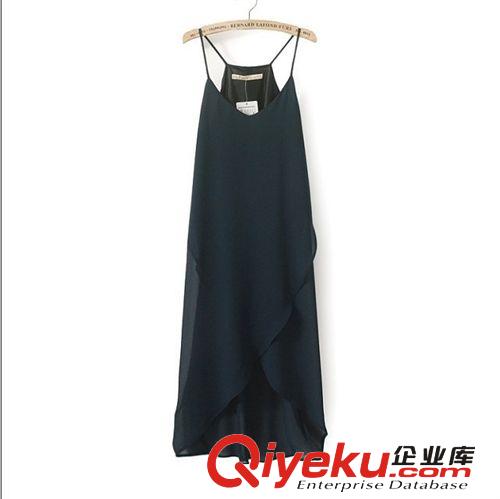C14-413 歐美2014新款 純色雪紡寬松吊帶裙 連衣裙原始圖片2