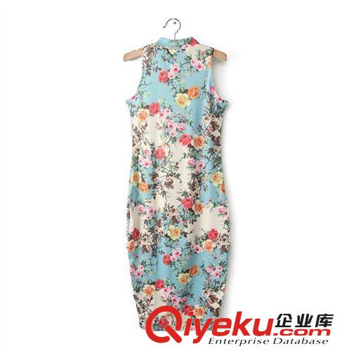 B9-2161 歐美2014新款 碎花包臀彈力修身連衣裙 女士原始圖片3
