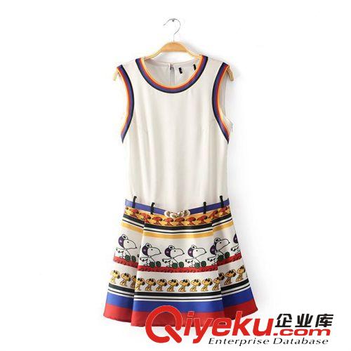 A13-2272 歐美2014新款 無(wú)袖背心連衣裙帶腰帶 女士原始圖片2