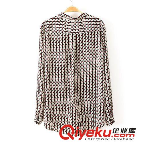 G8-10211 歐美2013秋冬新款 印花襯衫式短衫 女士襯衣原始圖片3