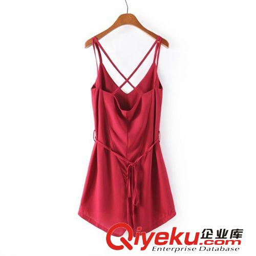 B8-8099 歐美2014新款 性感露背V領背部交叉吊帶連體褲 女士原始圖片2