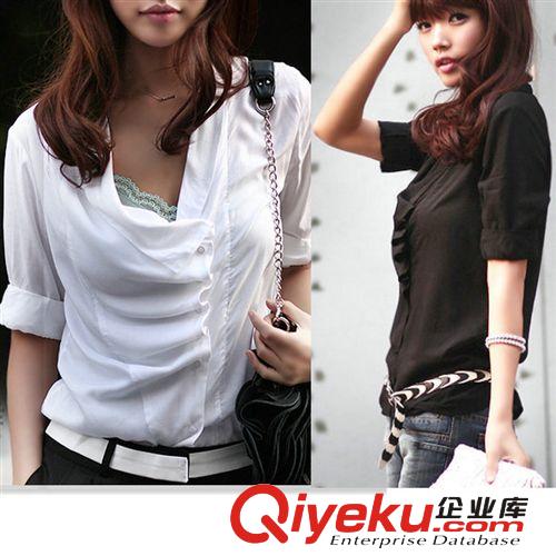 促！廣州韓版瑞麗時(shí)尚女裝批發(fā) 夏季SZ訂珠壓皺無袖背心雪紡衫854